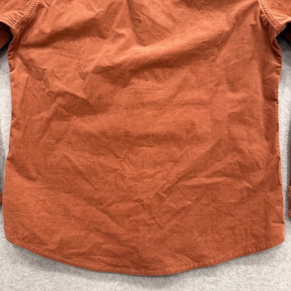 Poncho Shirt Mens XL Slim Fit Burnt Orange Pearl Snap Corduroy Long Sleeve - Picture 7 of 13